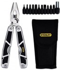 28 Tools in 1 Ergonomic Handle with Stanley Patented Design Stainless Steel Include 11 Screwdriver Bits and Organizer Includes Carrying Case Long Nose Pliers, Bent Nose Pliers, Wire Cutter Bit, Adapter Standard Bit, Square Bit Torx Bit, Large Knife, 